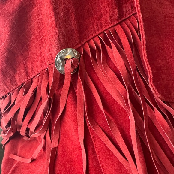 Moving Sale! Everything $30! Vintage Red Fringe Jacket sz M - Picture 4 of 8